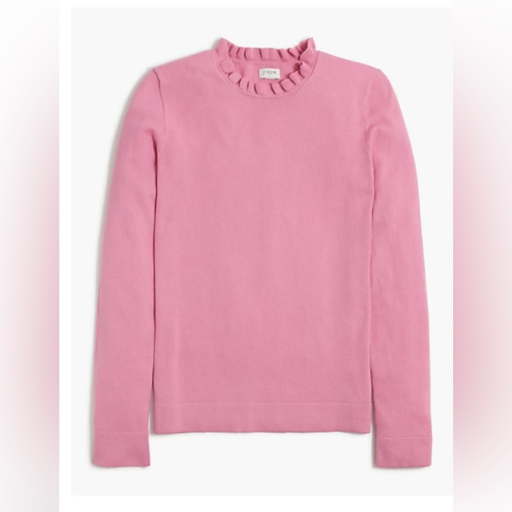 Like New Pink M Ruffle-neck Cotton Sweater